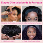 Glimeer Perruque Bandeau Cheveux Humain Naturelle 18 Pouces Deep Wave | Perruque Bandeau Femme Brésilien Naturelle Cheveux Humai