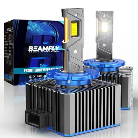 BEAMFLY Ampoule LED D1S/D1R, 130W 40000LM de Phares Avant de Voiture | Luminosité accrue de 500%, Blanc Brillant, Remplace les A