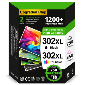INKYEAH Cartouche 302 XL Noir et Couleur, Remplacement pour Originale Cartouche Encre HP 302, Cartouche Imprimante 302XL pour Of