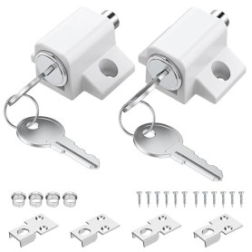 VORXEON Verrou Baie Vitrée Coulissante Blanc Serrures pour Portes Coulissantes Bloque Fenêtres ou baies Coulissantes avec Clés M