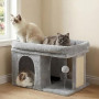 Heybly Arbre à Chat, Tour de 35 cm avec Grande Plateforme de Repos et Cabane pour Chats Adultes d'Intérieur, Poteaux à Griffes e