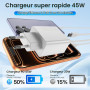 45W USB C Chargeur Rapide pour iPhone 18 17 16 15 Pro Max,2-Port Chargeur USBC Apple avec 2M+2M Câble USB C pour iPhone 17 Pro M