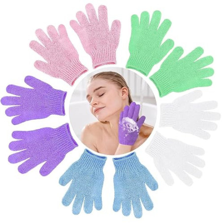 KEYRI 10 Gant Exfoliant Corps Gants Gommage Corps Doux | Gant Exfoliant Visage Unisex Gants De Bain à Cinq Doigts pour Exfoliati