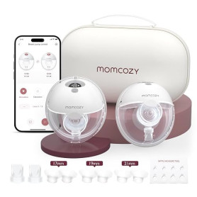 Momcozy M5-Smart Tire Lait Electrique Main Libre avec App, Gris, 2 Pièces | Tire-lait Double Portable, 3 Modes et 9 Niveaux, Suc