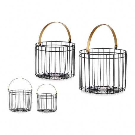 Panier Noir Doré Cylindrique Métal (2 pcs) 55,99 €