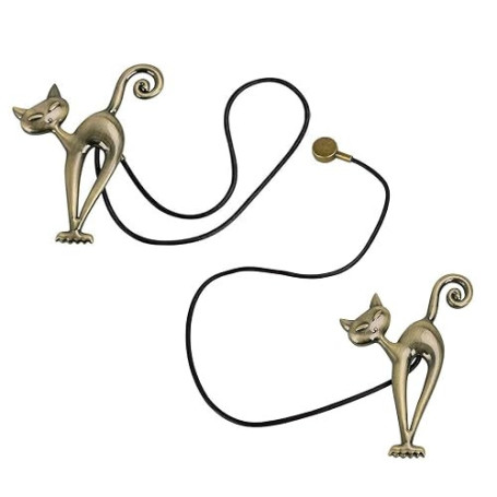 Cisixin 2pcs Embrasses aux Rideaux Rétro Magnétiques, Clip Rideau en Motif de Chat, Bronze Rétro