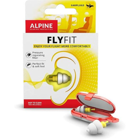 Alpine FlyFit Bouchons Voyage Régulation Pression 17dB Réutilisables | Prévient l'inconfort en vol. Régule les changements de pr