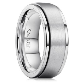 King Will Bague rotative en acier inoxydable 316L pour homme et femme, 8 mm, noir, argent, or, soulage le stress, l'anxiété, all