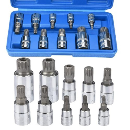 Drado Jeu de Douilles XZN 10pcs, Douilles Torx Mâle M4‑M18 pour Réparation
