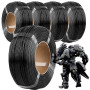 Ghligna Lot de 5 Filament PETG, Forte Ténacité PETG Filament 1.75, Précision Dimensionnelle ± 0,02 mm, PETG Noir Mat, Filament I