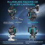 Niveau Laser Chantier Autonivelant 360° x 4, Lazer Niveaux 4D 16 Lignes Laser, Autonivellement et Mode Pulsé Extérieur, 2 x Batt