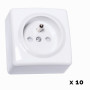Lot de 10 Prises Apparentes 2P+T +S Blanches – Installation en saillie – Intensité 16A – Tension 250V – Puissance 3680W – Indice
