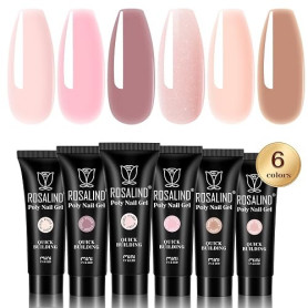 ROSALIND Gel pour Extension d'Ongle 6 Couleurs 10 ml UV Nail Réparation | UV LED Mini Quick Construction Poly Ongle, DIY Nail Ar