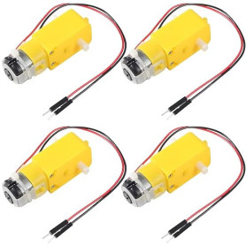 Lot de 4 moteurs TT DC3 V-6 V - Moteur à engrenages double arbre 200 tr/min CC 3-6 V - Pour robot de voiture intelligent DIY - D