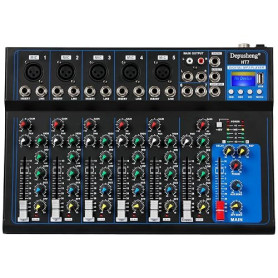 Depusheng HT7 Console de mixage audio Bluetooth portable avec table de mixage DJ USB et prise MP3, alimentation 48 V pour enregi