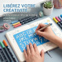 8 Pièces Pochoir Lettre Alphabet et Chiffre, Normographe Lettre avec Règle Dessin Géométrique pour Enfant, Pochoirs en Plastique