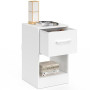 IDMarket - Lot de 2 Tables de Chevet UPPAH Blanches | Avec 1 tiroir en tissu et 1 niche
