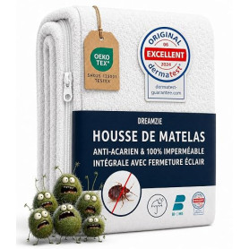 Dreamzie - Housse de Matelas Intégrale 140x190x25cm - Anti-Punaise de Lit | Imperméable · Anti-Acariens · Fermeture Éclair · Cot