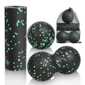 LOPHE Lot 3 Balles de Massage, Boules Haute Densité, Double Boule, Vert | Relaxation Douleurs Musculaires, Masser Pieds Dos Épau