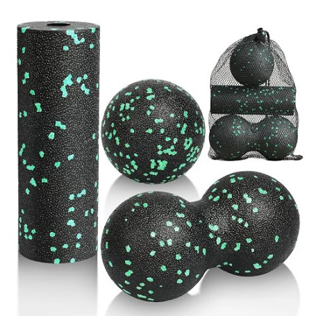 LOPHE Lot 3 Balles de Massage, Boules Haute Densité, Double Boule, Vert | Relaxation Douleurs Musculaires, Masser Pieds Dos Épau