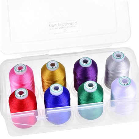 New brothread - 15 Options - 8 Bobines à Encliqueter de 1000m Chaque Polyester Machine Fil à broder avec Boîte de Stockage en Pl