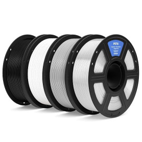 ELEGOO Filament PETG 1,75mm Noir/Blanc/Gris/Transparent 4KG | 3D, Précision Dimensionnelle ±0,02mm, Bobine 1kg (2,2lbs), Compati