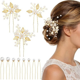 Kiiwah 11 Pcs Épingles à Cheveux de Mariage, Perle Accessoires de Cheveux de Mariée, Pince à Cheveux de Mariée Bijoux à Cheveux