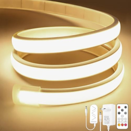 Lamomo Ruban LED COB, Blanc Naturel Dimmable Bandeau avec télécommande,3m | Silicone, Découpable, étanche, Flexible, Auto-adhési