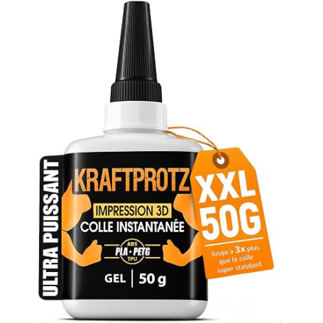 Colle Impression 3D Gel 50 g - Super Glue Filament PLA ABS PETG TPU ASA | sans coulure, comble les espaces, collages verticaux,