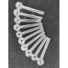 Lot de 10 pipes en verre pour fissures, pipes à huile, tube en verre, transparent, 10 pièces