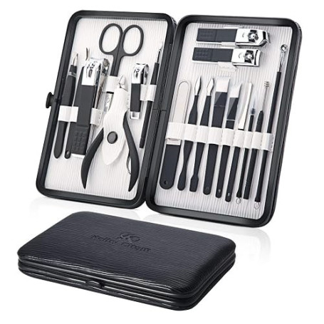 Kit Manucre Pedicure Coupe Ongle Professionnel Coupe Cuticule 18pcs, Noir | Keiby Citom, Trousse Manucure, Femme Hommes Pedicure