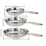 SanheKit Lot de 3 poêles à frire en acier inoxydable, professionnels, 3 couches, 20,5 à 25,4 cm, haute brillance, induction, pas