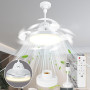 Charmofun Ventilateur Plafond avec Lumiere, 43CM Lustre Ventilateur de Plafond Pliable avec Douille E27 et Telecommande, Petit L