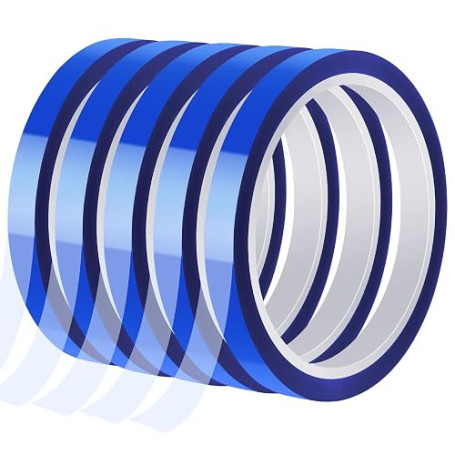 Fyguard Lot de 5 rouleaux de ruban adhésif résistant à la chaleur - 10 mm x 30 m - Bleu - Protection contre la chaleur - Pour su