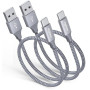 Cable USB C 50cm Court [0.5M, Lot de 2], Câble USB vers USBC Charge Rapide | 3A Nylon Tressé Chargeur pour iPhone 18/17/16/15 Pr