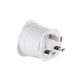 Electraline 70053 Adaptateur de voyage France/Europe vers UK 2 Broches Europe vers 3 Broches Uk, White