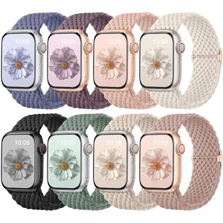 Oielai 8 Pack Tressé Bracelet pour Apple Watch Bracelet 40mm 41mm 38mm 42mm | Bande Solo Loop réglable pour iWatch Series 12 11