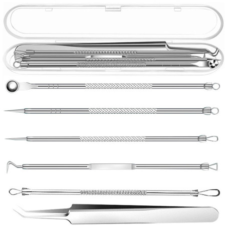 Tire Comedon Aspirateur Point Noir Extracteur, 6 Pièces Extracteur Point Noir, Perce Bouton Pince Point Noir Extracteur Visage B