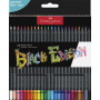 FABER-CASTELL - Coffret de crayons de couleur Black Edition, 24 pièces | Pour le papier clair et foncé, avec un rendu doux des c