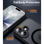 FLLAO Magnétique Coque pour iPhone 17 avec 2 Verre Trempé, Compatible avec MagSafe, Protection d'objectif Tout Compris, Etui Tra