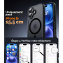 Natiiozie Coque pour iPhone 16, Protection de l'objectif améliorée, Noir | Compatible avec MagSafe, Etui Translucide Mat, Magnét