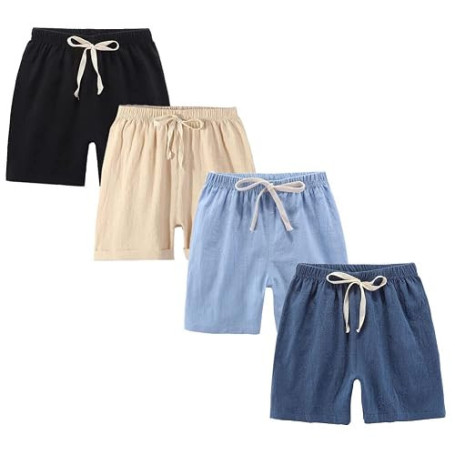 FedMois Shorts en Coton Garçon, Lot de 4