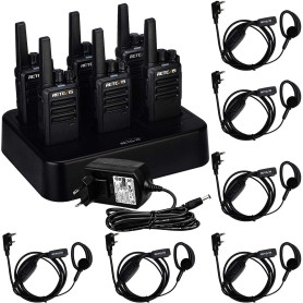Retevis RT668 Talkie Walkie, Chargeur 6 Voies & Écouteurs, Oreillette,6 Pcs | Talkie Walkie Robuste Rechargeable pour Fabricant 