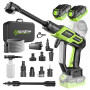Nettoyeur Haute Pression sur Batterie, Moteur sans Balais 3000W 3 Vitesses, 135Bar 20L/Min, Nettoyeur Mobile avec 2 Batteries 4.