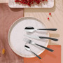 AMEFA Eclat Nature Ménagère 24 couverts inox Pour 6 personnes, Bois Noir | Acier inoxydable 18/0, Manche ABS noir effet bois, Mé