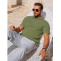 Runcati Polo à manches courtes en tricot pour homme - Coupe droite - Couleur unie - Boutonnière - Polo de golf basique pour les 