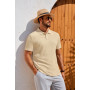 Runcati Polo à manches courtes en tricot pour homme - Coupe droite - Couleur unie - Boutonnière - Polo de golf basique pour les 