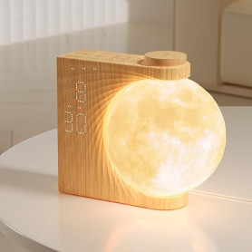 RETEYUNG Réveil et Veilleuse Enfant avec Simulateur d'Aube - Réveil Lumineux avec 15 Sonneries, Fonction Snooze, 8 Couleurs RGB,