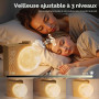 RETEYUNG Réveil et Veilleuse Enfant avec Simulateur d'Aube - Réveil Lumineux avec 15 Sonneries, Fonction Snooze, 8 Couleurs RGB,