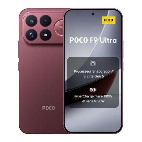 POCO F9 Ultra 5G, Smartphone 16+1 to, Rouge, Batterie 8050 mAh, Charge 100W | Snapdragon® 8 Elite Gen 5, VisionBoost D8, écran A